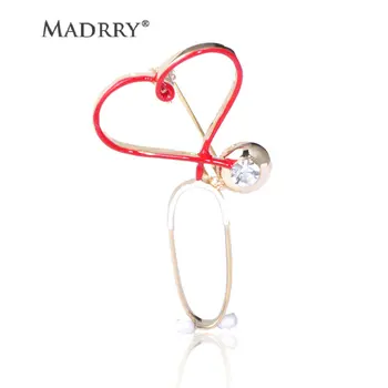 

Madrry Classic Love Stethoscope Brooches For Women Men Collar Hat Scarf Party Badge Black Doctor Medical Brooch Christmas Gifts