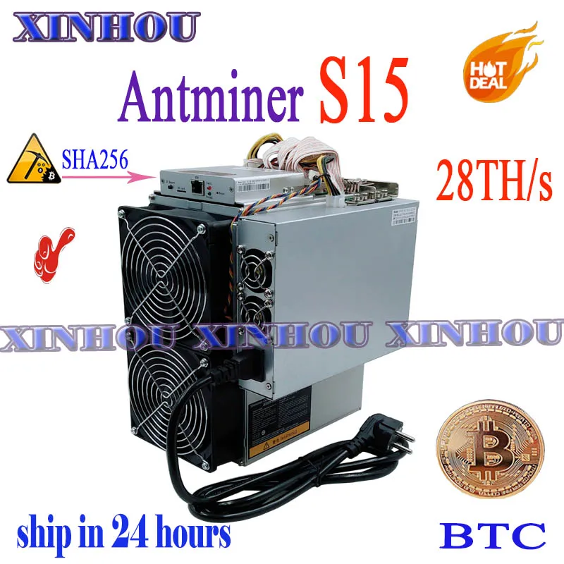 Б/у Майнер BTC BCH Asic AntMiner S15 28T SHA256 лучше чем BITMAIN S9 S9K S17 T17 T9 + Z11 WhatsMiner M3 M21s M20s T2T