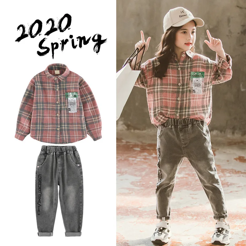 Girls Clothes Set Plaid Pattern Blouse + Jeans 2PCS 2020 Kids Clothes Spring Autumn Full Length Children Clothing Denim Pant Set
Girls Clothes Set Plaid Pattern Blouse + Jeans 2PCS 2020 Kids Clothes Spring Autumn Full Length Children Clothing Denim Pant Set