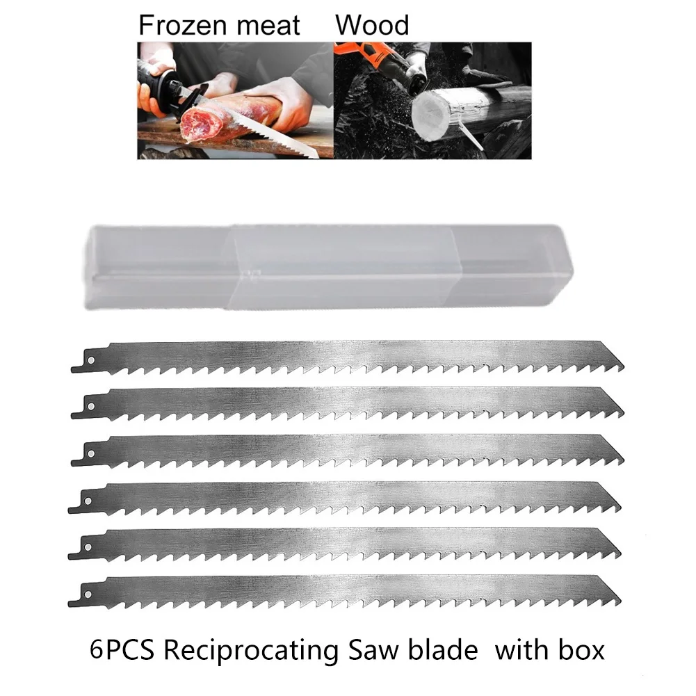 6PCS 300*19*1.5mm Three Chromium Thirteen Reciprocating Saw Blade Cutting Tool For Meat Ice Wood Metal Stainless Steel Meat
6PCS 300*19*1.5mm Three Chromium Thirteen Reciprocating Saw Blade Cutting Tool For Meat Ice Wood Metal Stainless Steel Meat