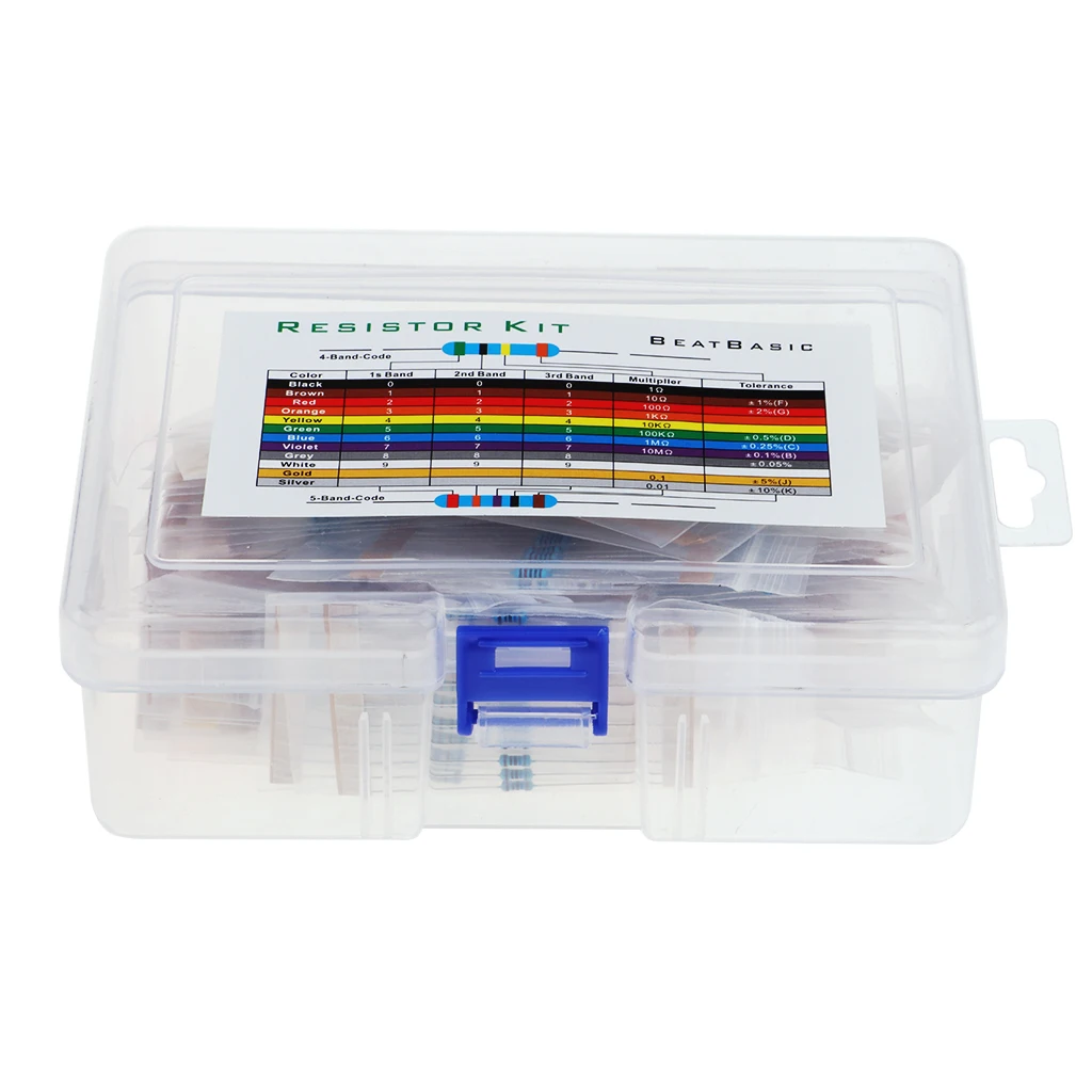 1000 Pieces 50 Values 1% Resistor Kit, 1 Ohm-10M Ohm 1/4W Metal Film Resistors Assortment for DIY and Experiments 1000 Pieces 50 Values 1% Resistor Kit, 1 Ohm-10M Ohm 1/4W Metal Film Resistors Assortment for DIY and Experiments