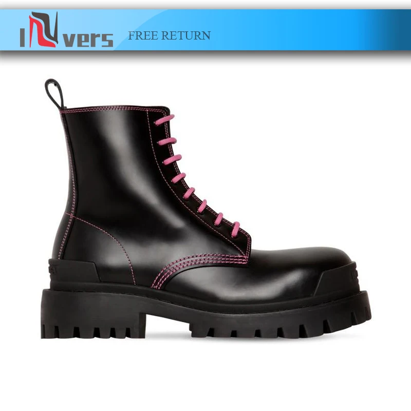 2020 Luxury Brand Designer Chunky Motorcycle Boots For Women Pig & Patent Leather Boots Round Toe Lace-up Mid-Calf Boots Femal
2020 Luxury Brand Designer Chunky Motorcycle Boots For Women Pig & Patent Leather Boots Round Toe Lace-up Mid-Calf Boots Femal