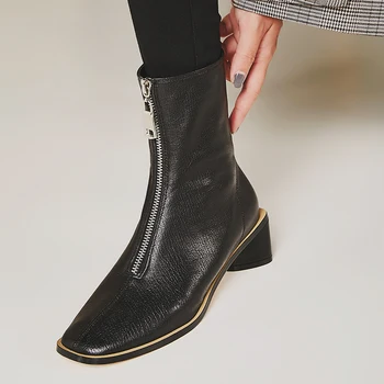 Genuine Leather Chelsea Ankle Boots Women Autumn Winter Front Zipper Short Boots Women square Toe Party Basic Shoes Woman
Genuine Leather Chelsea Ankle Boots Women Autumn Winter Front Zipper Short Boots Women square Toe Party Basic Shoes Woman