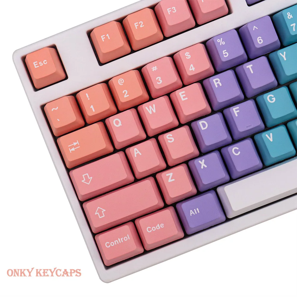 

Gmk Rainbow 124 Keys Oem Profile Pbt Keycap Dye-Sub English Custom Personality Keycaps For Mechanical Keyboard 61/64/84/108