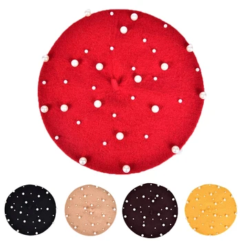 Winter Pearl Diamond Decoration Knit Beret Ladies Wool Warm Flat Pumpkin Hat Bead Bone Fashion Female Women Painter Hat
Winter Pearl Diamond Decoration Knit Beret Ladies Wool Warm Flat Pumpkin Hat Bead Bone Fashion Female Women Painter Hat
