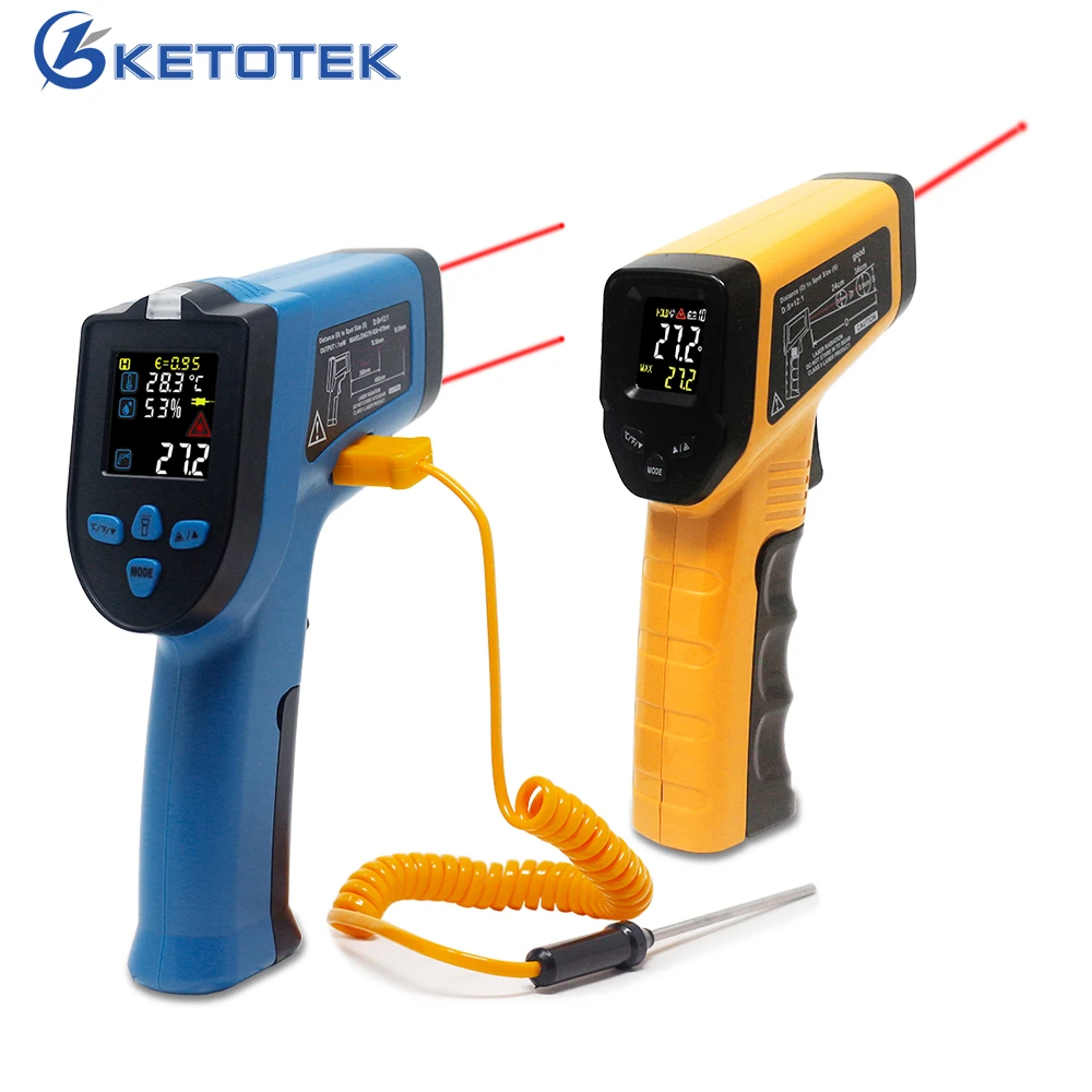 Digital IR Infrared Thermometer Hygrometer Red Laser Pyrometer Non-contact Gun Point Temperature Meter Monitor Color Backlight
Digital IR Infrared Thermometer Hygrometer Red Laser Pyrometer Non-contact Gun Point Temperature Meter Monitor Color Backlight