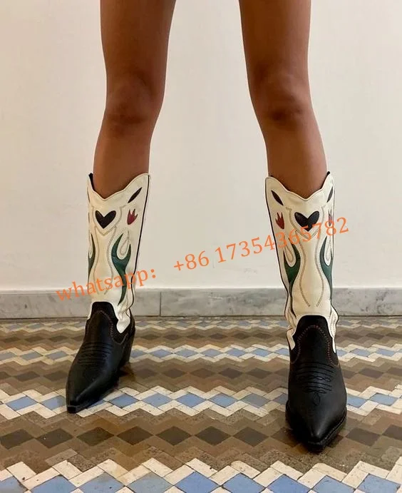 

Черные/белые сапоги до колена с острым носком на массивном каблуке, женские осенние рыцарские сапоги разных цветов, кожаные длинные сапоги, обувь 2022