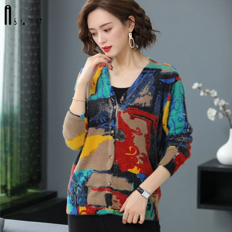ASLTW Patchwork Colorful Cardigan Women New High Quality Single-breasted Cardigan Soft Mink Cashmere Jumper V Neck Sweater Women
ASLTW Patchwork Colorful Cardigan Women New High Quality Single-breasted Cardigan Soft Mink Cashmere Jumper V Neck Sweater Women