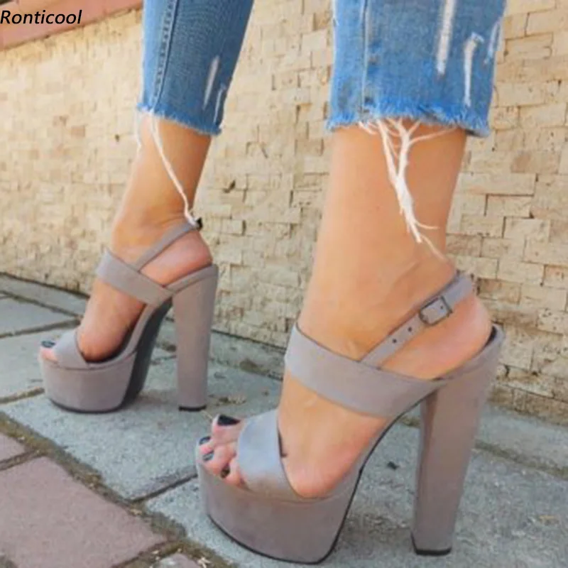 Ronticool New Arrival Women Platform Sandals Buckle Block Heels Open Toe Elegant Grey Casual Shoes US Size 5-20
Ronticool New Arrival Women Platform Sandals Buckle Block Heels Open Toe Elegant Grey Casual Shoes US Size 5-20