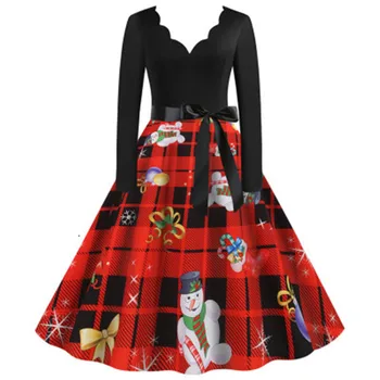 RICORIT Women Christmas Dress Big Swing Print Vintage Dress Winter Casual Long Sleeve V Neck Sexy New Year Party Dress Plus Size
RICORIT Women Christmas Dress Big Swing Print Vintage Dress Winter Casual Long Sleeve V Neck Sexy New Year Party Dress Plus Size