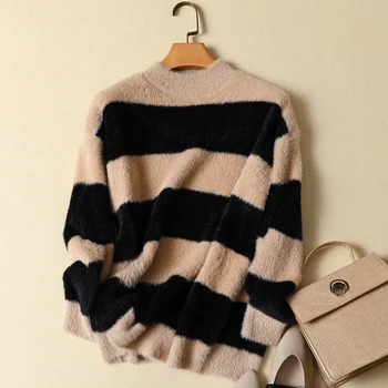 fleece women sweater and pullovers o-neck knitted striped loose office lady elegant pulls outwear coat tops 
fleece women sweater and pullovers o-neck knitted striped loose office lady elegant pulls outwear coat tops