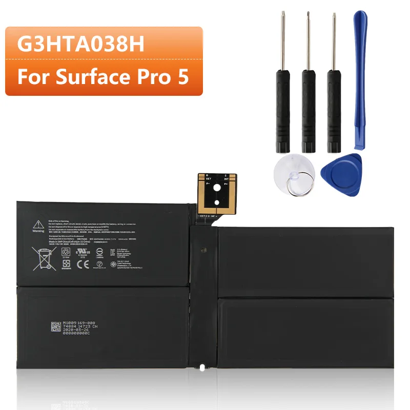Replacement Battery G3HTA038H For Microsoft Surface Pro 5 Pro5 DYNM02 Authenic Rechargeable Battery 5940mAh With Free Tools
Replacement Battery G3HTA038H For Microsoft Surface Pro 5 Pro5 DYNM02 Authenic Rechargeable Battery 5940mAh With Free Tools