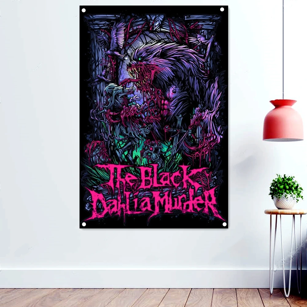 

Devil Dark Metal Artworks Banner Canvas Printing Wall Hanging Macabre Art Rock Music Posters Flag Tapestry Mural Wall Decoration
