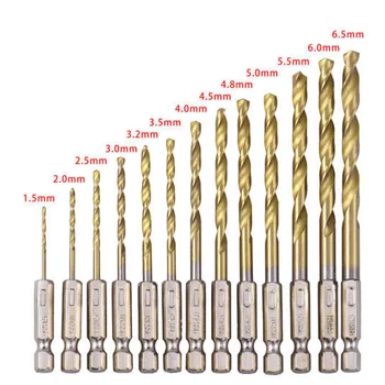 13pcs Drills Bits Quick Change Cobalt Titanium Accessories For drilling wood Hex 1.5mm~6.5mm Set HSS
13pcs Drills Bits Quick Change Cobalt Titanium Accessories For drilling wood Hex 1.5mm~6.5mm Set HSS