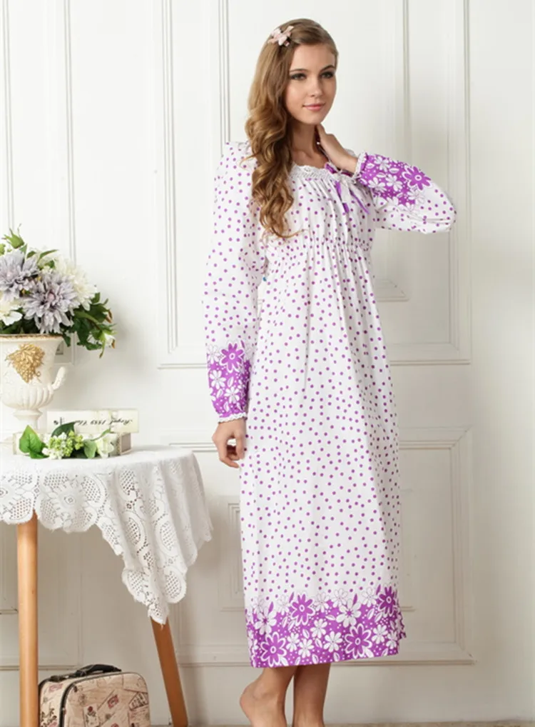 Waliicorners Long Dress Floral Long Nightdress Lounge Intimate Lingerie Cotton Princess Nightdress 7 H88f04c5982a54d0b86cf6538c5c39d7f6