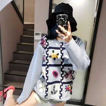 High Quality Design Women Spring Fashion Elegant Pullover 2020 Korean Fashion Wild Handmade Embroidery Flaoral Sweater Clothes
High Quality Design Women Spring Fashion Elegant Pullover 2020 Korean Fashion Wild Handmade Embroidery Flaoral Sweater Clothes
