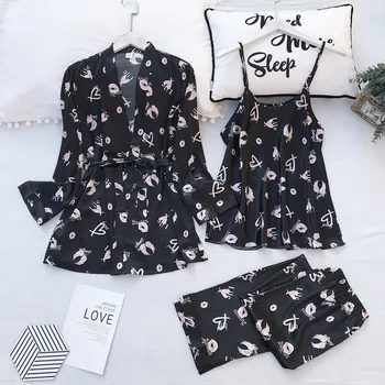 Silky 3PCS Pajamas Suit Strap Top&Pants Women Satin Intimate Lingerie Nightwear Spring New Homewear Casual Kimono Bathrobe Gown
Silky 3PCS Pajamas Suit Strap Top&Pants Women Satin Intimate Lingerie Nightwear Spring New Homewear Casual Kimono Bathrobe Gown