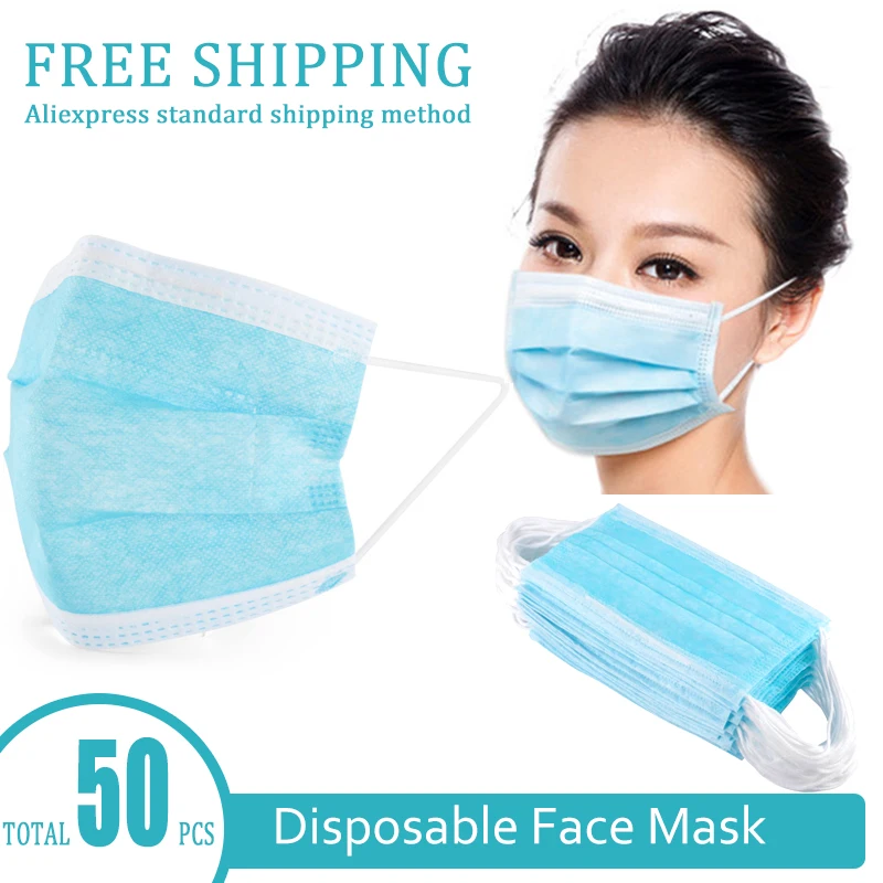 Disposable Mask 50pcs Mouth Masks Nonwove 3 Layer Ply Anti-Dust Surgical Medical Earloop Virus Masks Coronavirus
Disposable Mask 50pcs Mouth Masks Nonwove 3 Layer Ply Anti-Dust Surgical Medical Earloop Virus Masks Coronavirus