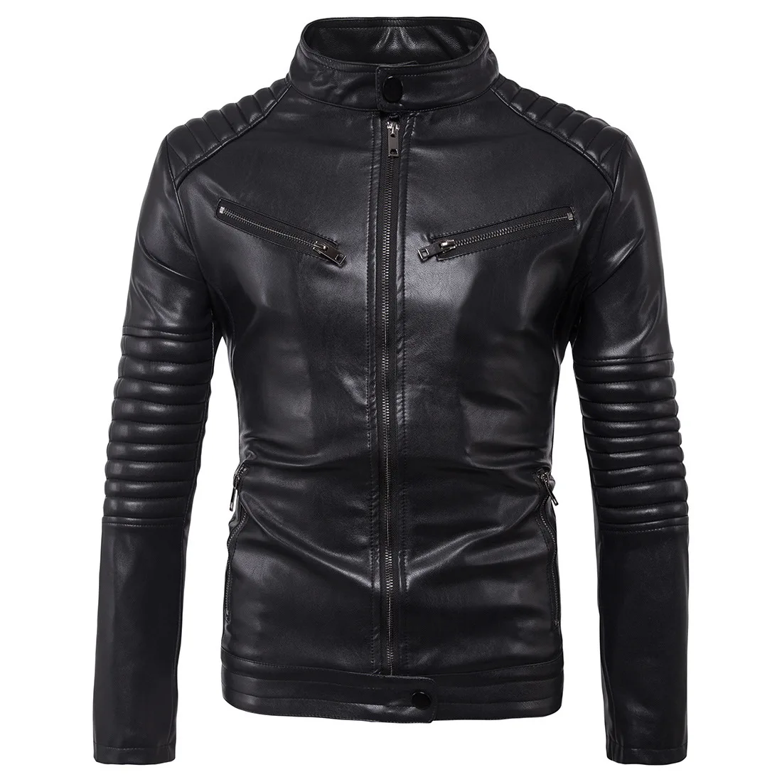 2019 Autumn And Winter New Style Men Locomotive Leather Coat Casual Black And White with Pattern Pocket Decoration Leather Jacke
2019 Autumn And Winter New Style Men Locomotive Leather Coat Casual Black And White with Pattern Pocket Decoration Leather Jacke