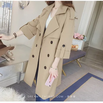 2019 Sprint Fall Women Trench Coat Graceful Double Breasted Khaki Solid Color Middle Long Loose Waist Belt Office Lady Coats
2019 Sprint Fall Women Trench Coat Graceful Double Breasted Khaki Solid Color Middle Long Loose Waist Belt Office Lady Coats