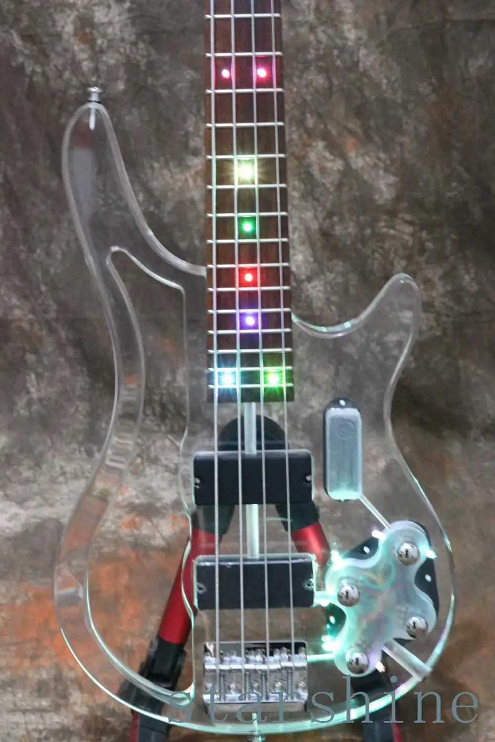 OEM дизайн выдалбливают акриловый корпус 4 струны электрическая бас гитара