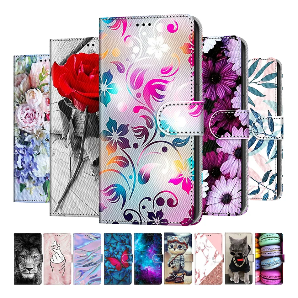 

Flower Painted Leather Wallet Flip Case For Samsung Galaxy A01 Core A21S A31 A41 A51 A71 A310 A510 A520 Card Holder Stand Cover