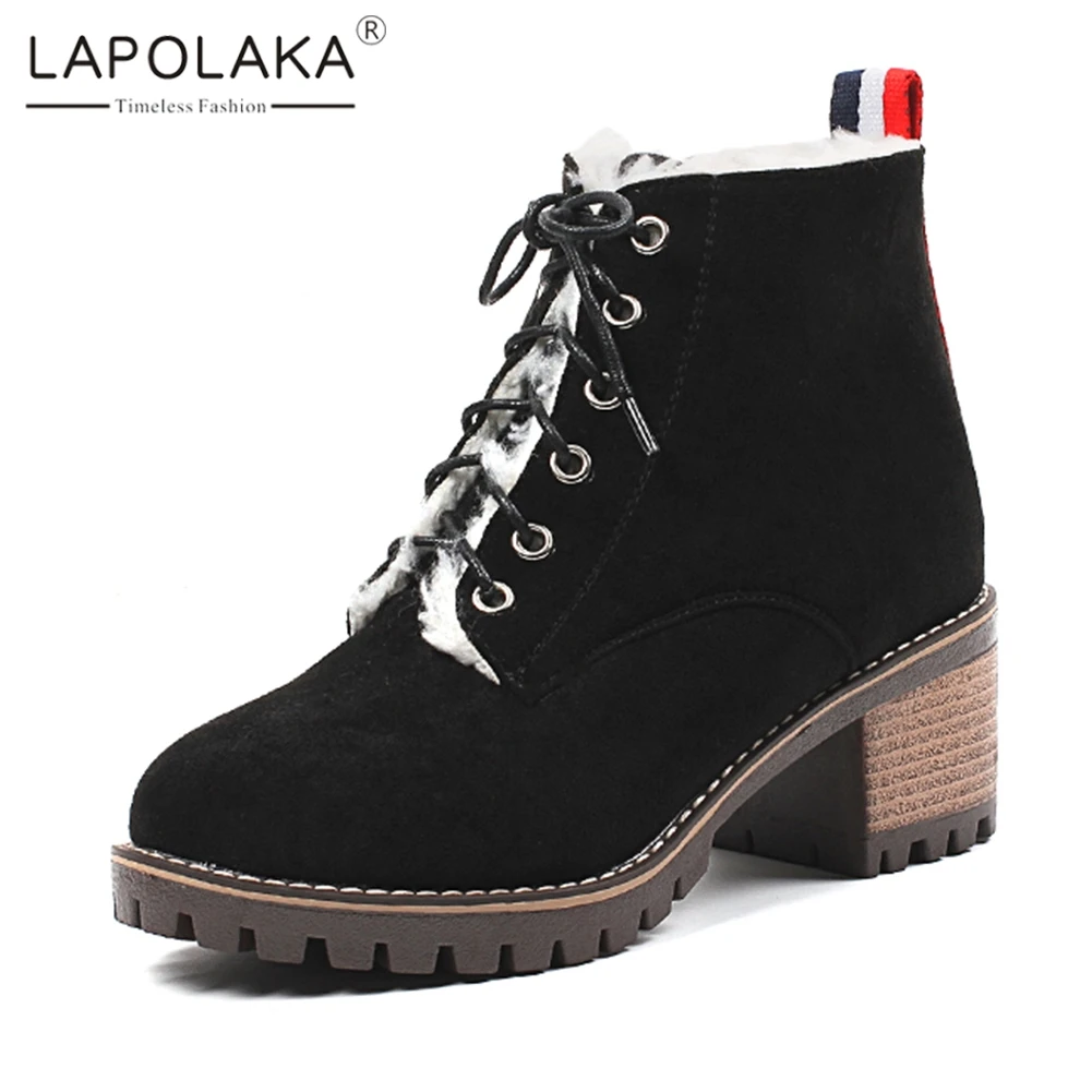 Lapolaka New Big Size 31-43 Elegant Booties Ladies Warm Platform Ankle Boots Women 2019 Winter Add Fur Wide Heels Shoes Woman
Lapolaka New Big Size 31-43 Elegant Booties Ladies Warm Platform Ankle Boots Women 2019 Winter Add Fur Wide Heels Shoes Woman