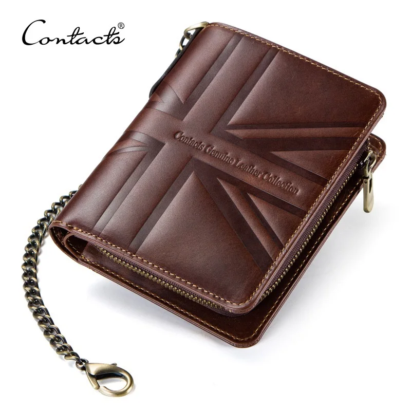 Contacts Men's RFID Blocking Genuine Crazy Horse Leather Wallet Small Wallet with Anti-theft Chain
Contacts Men's RFID Blocking Genuine Crazy Horse Leather Wallet Small Wallet with Anti-theft Chain