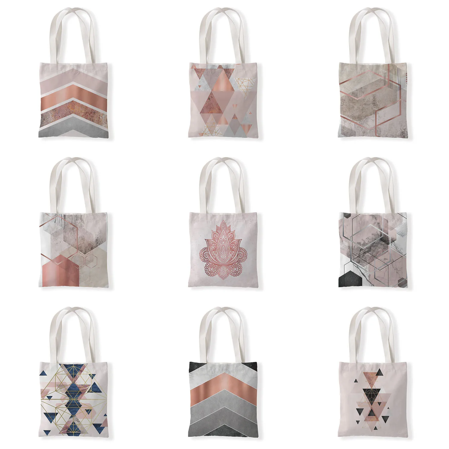 Geometric Women Shoulder Bag Wave Triangle Print Canvas Bag Casual Large-capacity Shopper Bags
Geometric Women Shoulder Bag Wave Triangle Print Canvas Bag Casual Large-capacity Shopper Bags