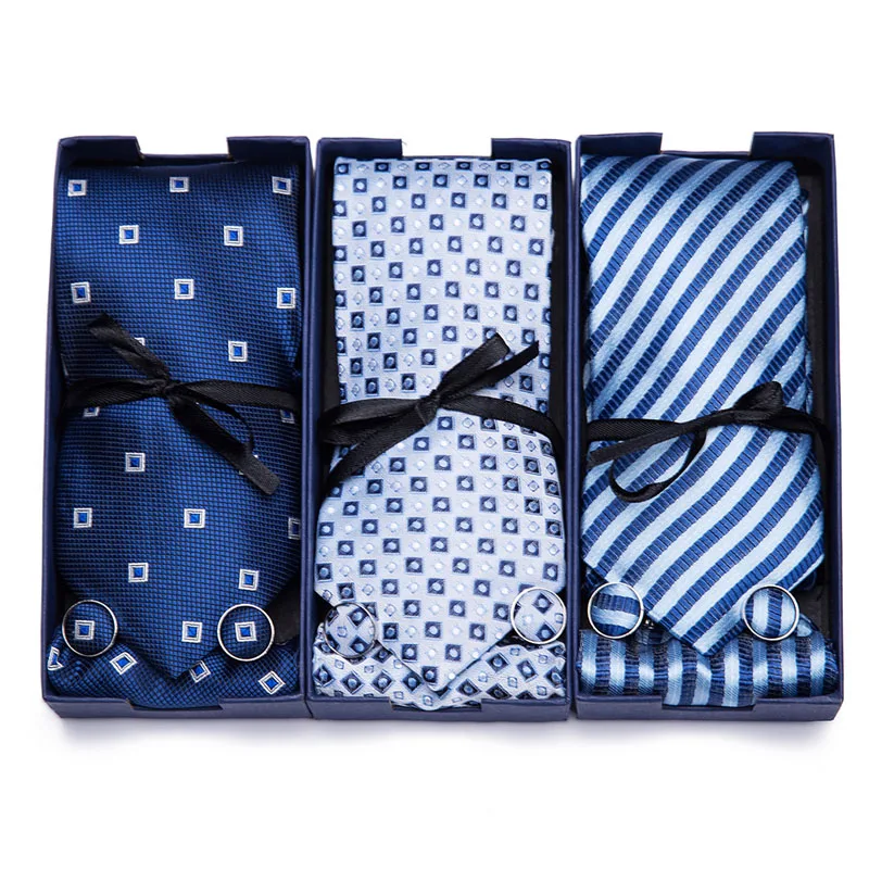 Fashion 7.5 cm Silk Ties Handkerchief Cuffink Set Suit Neck Ties Mens Skinny Formal Dress Accessories Wedding Gift Box Packing
Fashion 7.5 cm Silk Ties Handkerchief Cuffink Set Suit Neck Ties Mens Skinny Formal Dress Accessories Wedding Gift Box Packing