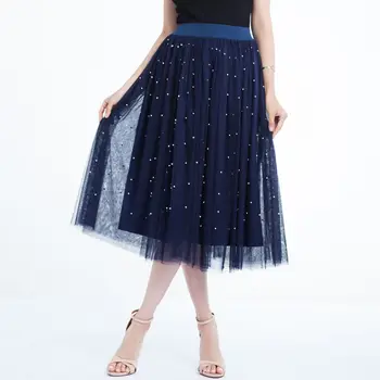 Women's skirt summer new pearl embellishment solid color big swing long tutu skirt Slim elegant temperament tulle skirt
Women's skirt summer new pearl embellishment solid color big swing long tutu skirt Slim elegant temperament tulle skirt