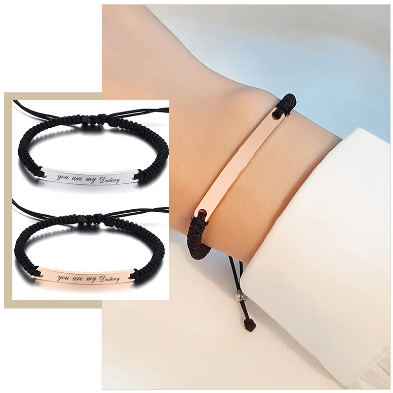 Customize Engrave Nameplate Braided Couple Bracelets for Women Men Stainless Steel Promise Love Relationship Gifts 
Customize Engrave Nameplate Braided Couple Bracelets for Women Men Stainless Steel Promise Love Relationship Gifts