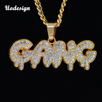 Uodesign Gold Finish Iced Crystal Water drop Letter GANG Pendants & Necklaces Charm Men Women Hip Hop Jewelry
Uodesign Gold Finish Iced Crystal Water drop Letter GANG Pendants & Necklaces Charm Men Women Hip Hop Jewelry