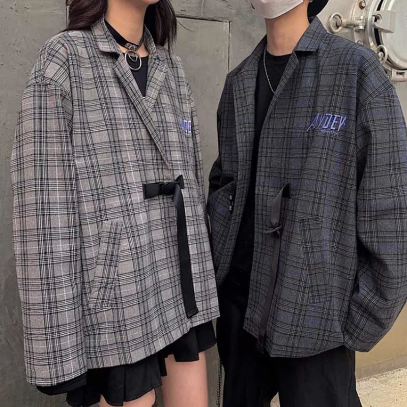Letter Embroidery Japanese Harajuku Plaid Jacket Women Outerwear Spring Autumn Cardigan Buckle blazers Preppy BRIT GRAPHICS
Letter Embroidery Japanese Harajuku Plaid Jacket Women Outerwear Spring Autumn Cardigan Buckle blazers Preppy BRIT GRAPHICS