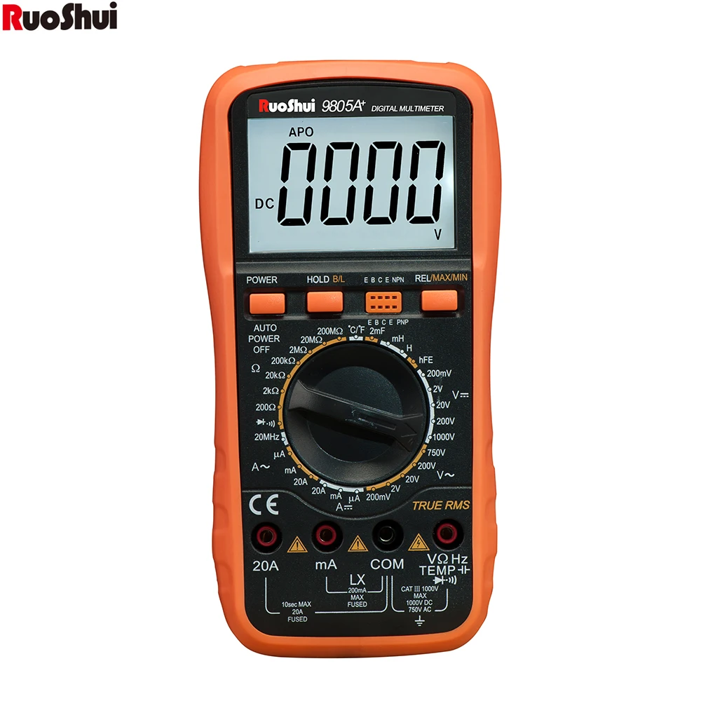 RuoShui 9805A+True RMS Tester digital multimeter professional AC/DC Voltmeter Ammeter 1000V20A Capacitance Frequency Resistance
RuoShui 9805A+True RMS Tester digital multimeter professional AC/DC Voltmeter Ammeter 1000V20A Capacitance Frequency Resistance