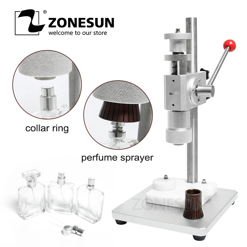 ZONESUN Manual Crimping Machine Perfume Crimper Capper Metal Collar Cap Press Capping Spray |