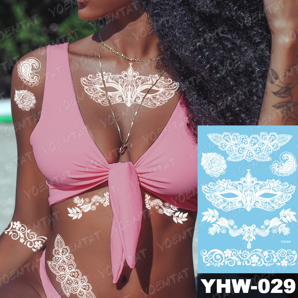 Waterproof Temporary Tattoo Sticker Mandala Flower Mask White Flash Tatto Indian Arab Women Party Henna Arm Body Art Fake Tatoo
Waterproof Temporary Tattoo Sticker Mandala Flower Mask White Flash Tatto Indian Arab Women Party Henna Arm Body Art Fake Tatoo