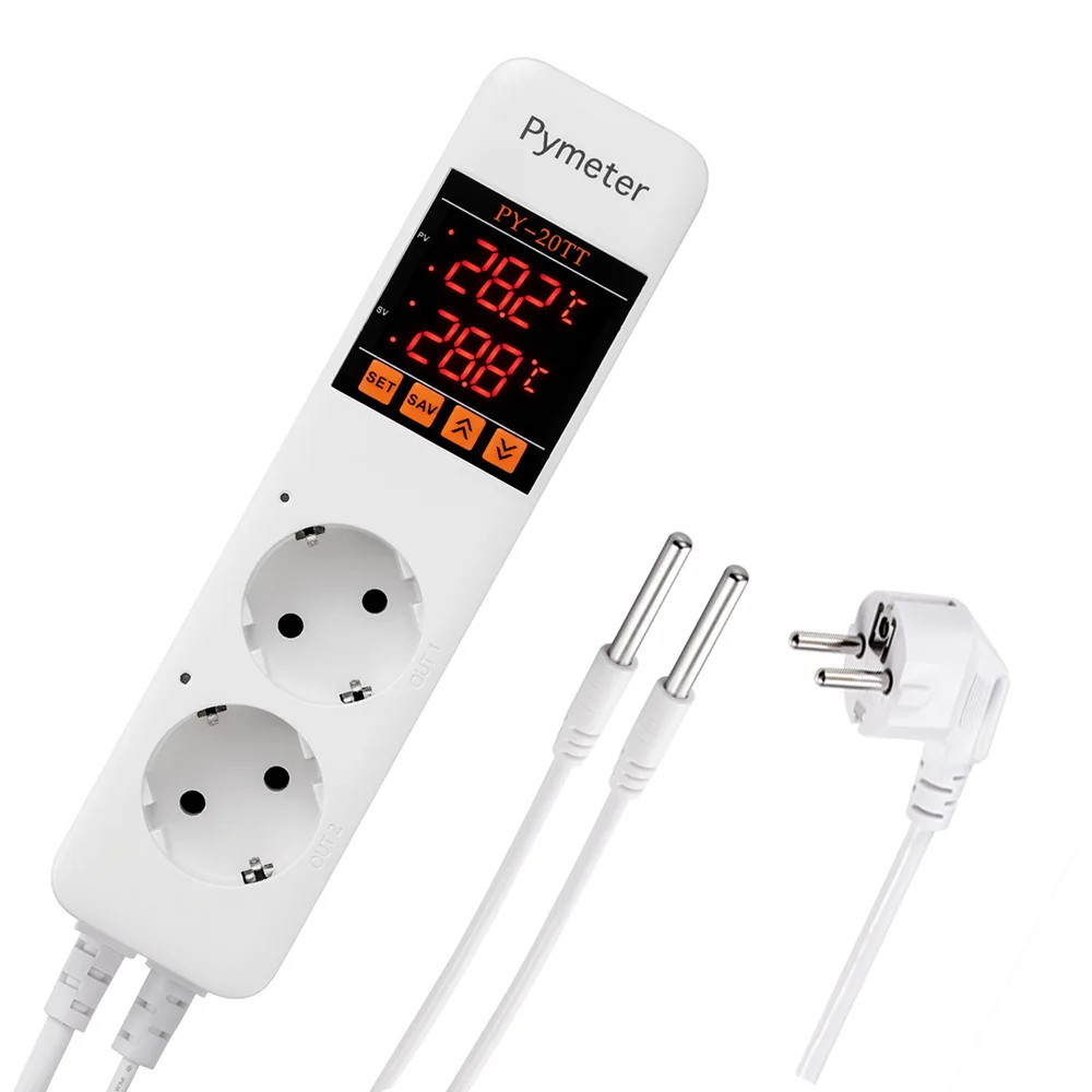 Pymeter PY-20TT Heating and Cooling Dual Relay Temperature Controller EU Sokcet, Fermenter, Greenhouse Terrarium Temp. Thermomet
Pymeter PY-20TT Heating and Cooling Dual Relay Temperature Controller EU Sokcet, Fermenter, Greenhouse Terrarium Temp. Thermomet