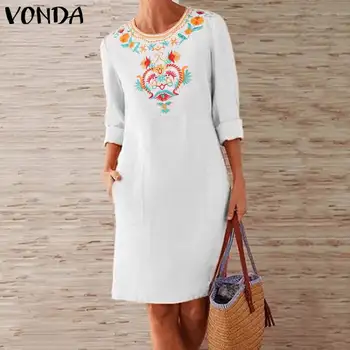 VONDA Bohemian Vintage Printed Dress Women Beach Sundress 2020 Elegant Knee-Length Vestidos Cotton Casual Robe Femme Plus Size
VONDA Bohemian Vintage Printed Dress Women Beach Sundress 2020 Elegant Knee-Length Vestidos Cotton Casual Robe Femme Plus Size