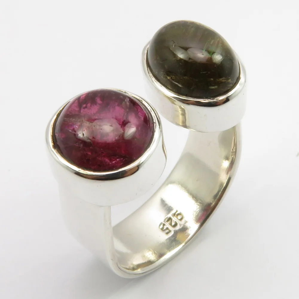 Fine Silver Tourmaline Ring Size 5.5 10 mm Women's Engagement Jewelry 
Fine Silver Tourmaline Ring Size 5.5 10 mm Women's Engagement Jewelry