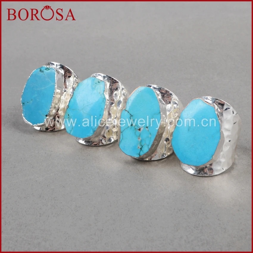 BOROSA 5PCS Silver Plating Freeform Blue Howlite Stone Cuff RingS Quartz Druzy Jewelry Ring Best Gift for Women Girls S0208
BOROSA 5PCS Silver Plating Freeform Blue Howlite Stone Cuff RingS Quartz Druzy Jewelry Ring Best Gift for Women Girls S0208
