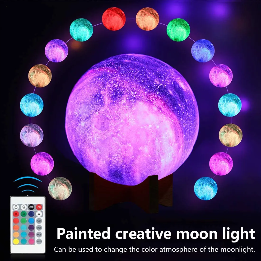 Hot 3D Printing 16 Colors Moon Light Upgraded USB Charge Moon Light Touch Sensor with Remote Control and Wooden Stand Gifts
Hot 3D Printing 16 Colors Moon Light Upgraded USB Charge Moon Light Touch Sensor with Remote Control and Wooden Stand Gifts