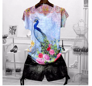 Diamonds peacock print t shirt women 4XL 2020 summer o-neck tops short sleeve graphic tees slim modis tshirt tee shirt femme
Diamonds peacock print t shirt women 4XL 2020 summer o-neck tops short sleeve graphic tees slim modis tshirt tee shirt femme