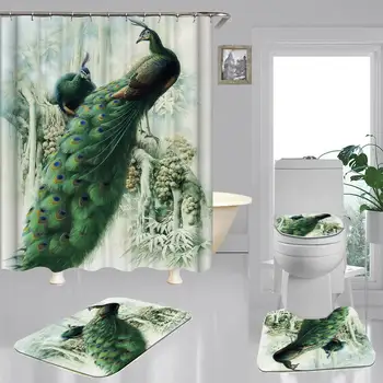 Green Peacock Waterproof Fabric Shower Curtain Non-Slip Bath Mat Toilet Cover Rugs Bird Art Print Home Bathroom Decor Set
Green Peacock Waterproof Fabric Shower Curtain Non-Slip Bath Mat Toilet Cover Rugs Bird Art Print Home Bathroom Decor Set