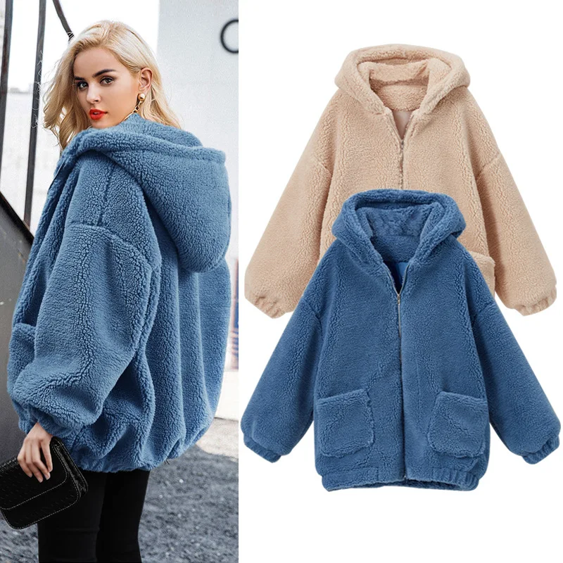 Semfri Cashmere Hooded Jacket Women Plus Size Warm Coat 2020 Spring Winter New Korean Version Thicken Loose Style Jacket
Semfri Cashmere Hooded Jacket Women Plus Size Warm Coat 2020 Spring Winter New Korean Version Thicken Loose Style Jacket