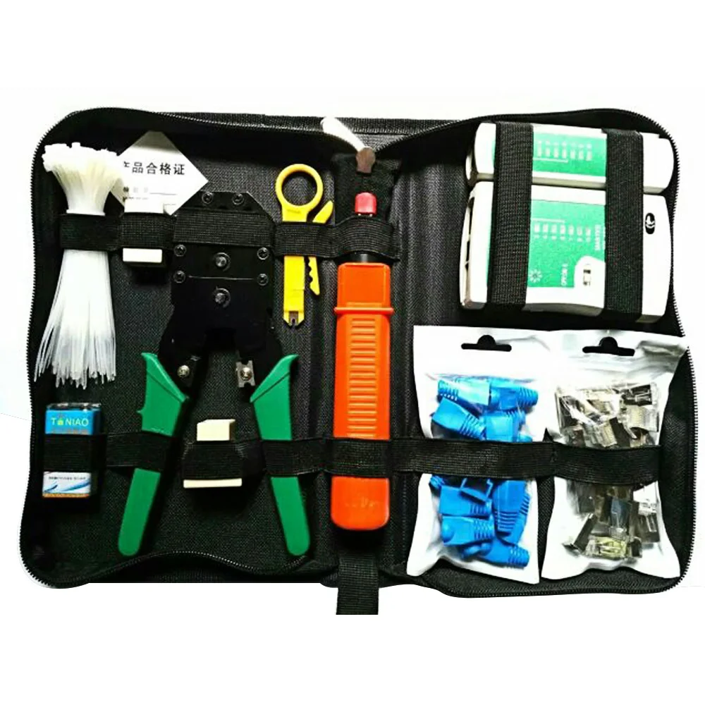 VONETS 10 PCS Network Crimper Cable Tester Tracker Wire Stripper RJ45 Connector LAN Network Tool Kit with Storage Bag Pouch
VONETS 10 PCS Network Crimper Cable Tester Tracker Wire Stripper RJ45 Connector LAN Network Tool Kit with Storage Bag Pouch