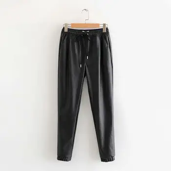 Women Autumn Drawstring Tie Basic Pants Female Mid Pockets Elastic Waist Trousers Casual Elegant Pu Leather Pants
Women Autumn Drawstring Tie Basic Pants Female Mid Pockets Elastic Waist Trousers Casual Elegant Pu Leather Pants