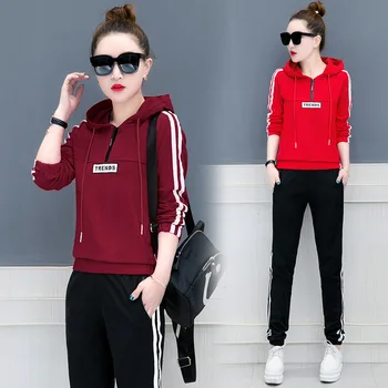 Autumn Is Thin Lian Cap Running Sweater Two Piece Leisure Sportswear Suit Female
Autumn Is Thin Lian Cap Running Sweater Two Piece Leisure Sportswear Suit Female