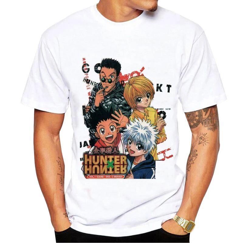 Для мужчин футболка Hunter X модель платья с круглым вырезом и короткими рукавами