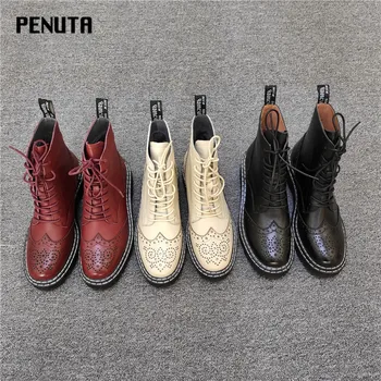 2020 PENUTA Genuine Leather Winter Punk Boots Lace Up Platform Shoes Europe Street Runway Women Ankle Booties Size 34-41 PD9114
2020 PENUTA Genuine Leather Winter Punk Boots Lace Up Platform Shoes Europe Street Runway Women Ankle Booties Size 34-41 PD9114